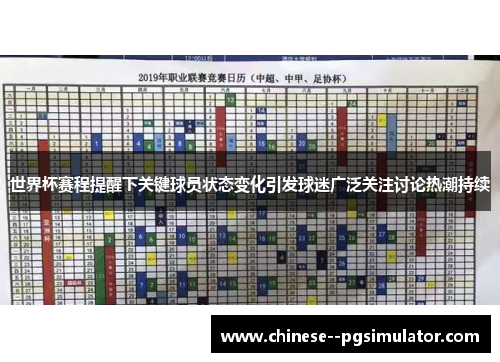 世界杯赛程提醒下关键球员状态变化引发球迷广泛关注讨论热潮持续